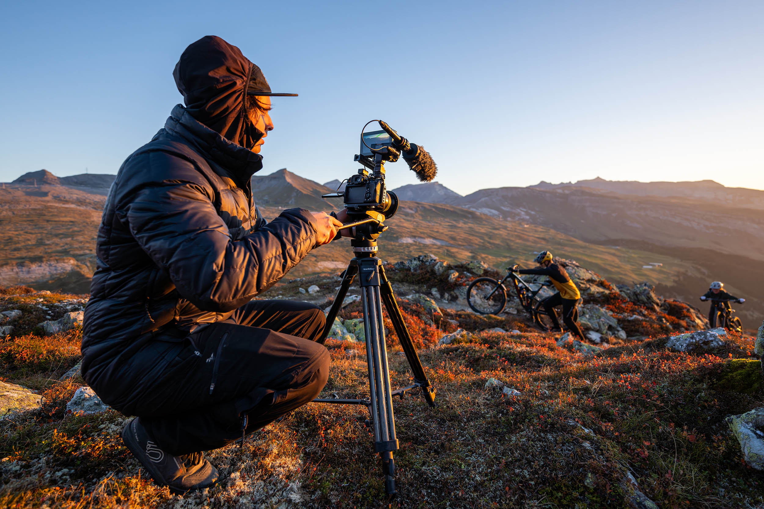 Mathias Wittwer filming in Laax. Photo by Phillip Ruggli