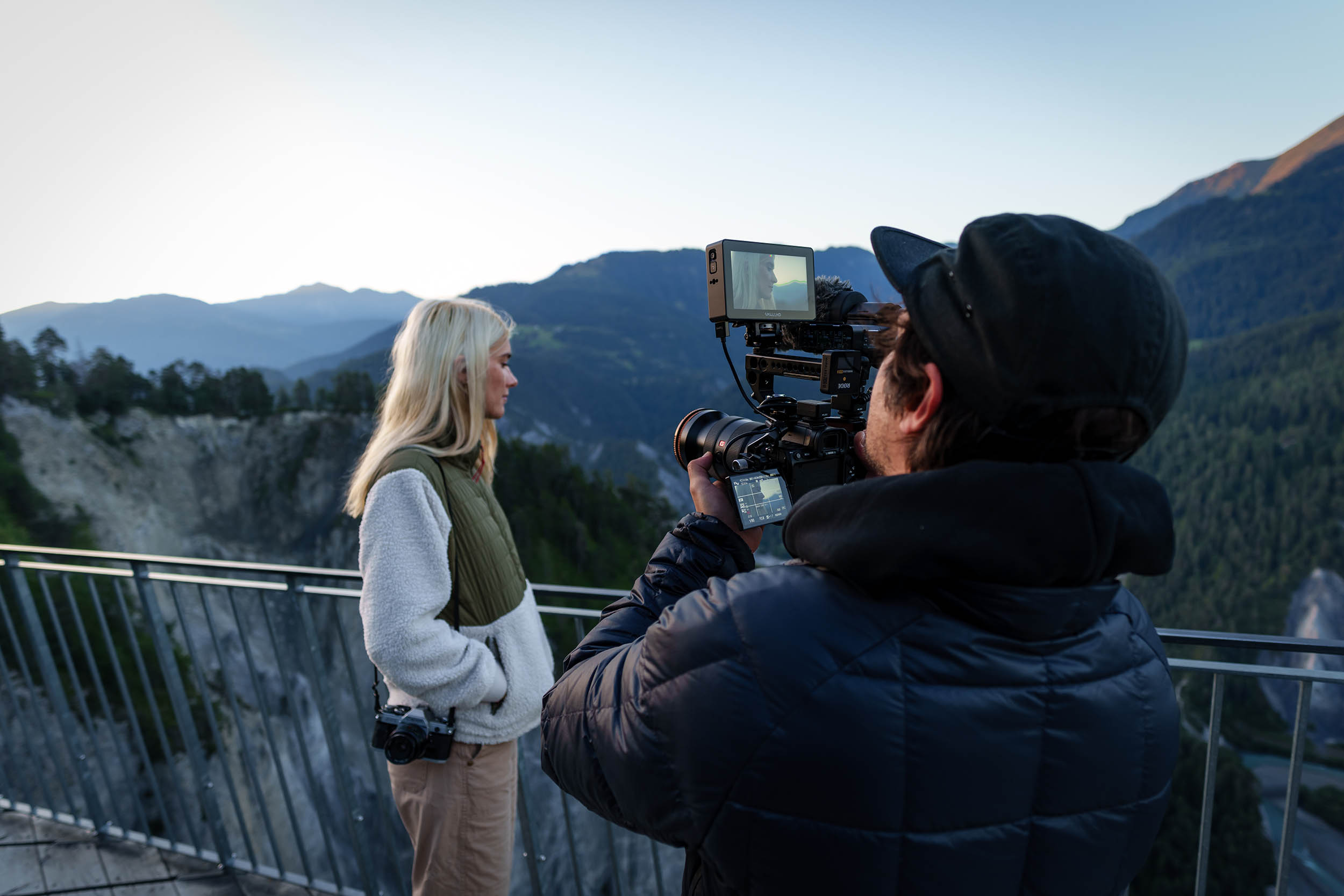 Mathias Wittwer filming at Ill Spir. Photo by Remo Thommen